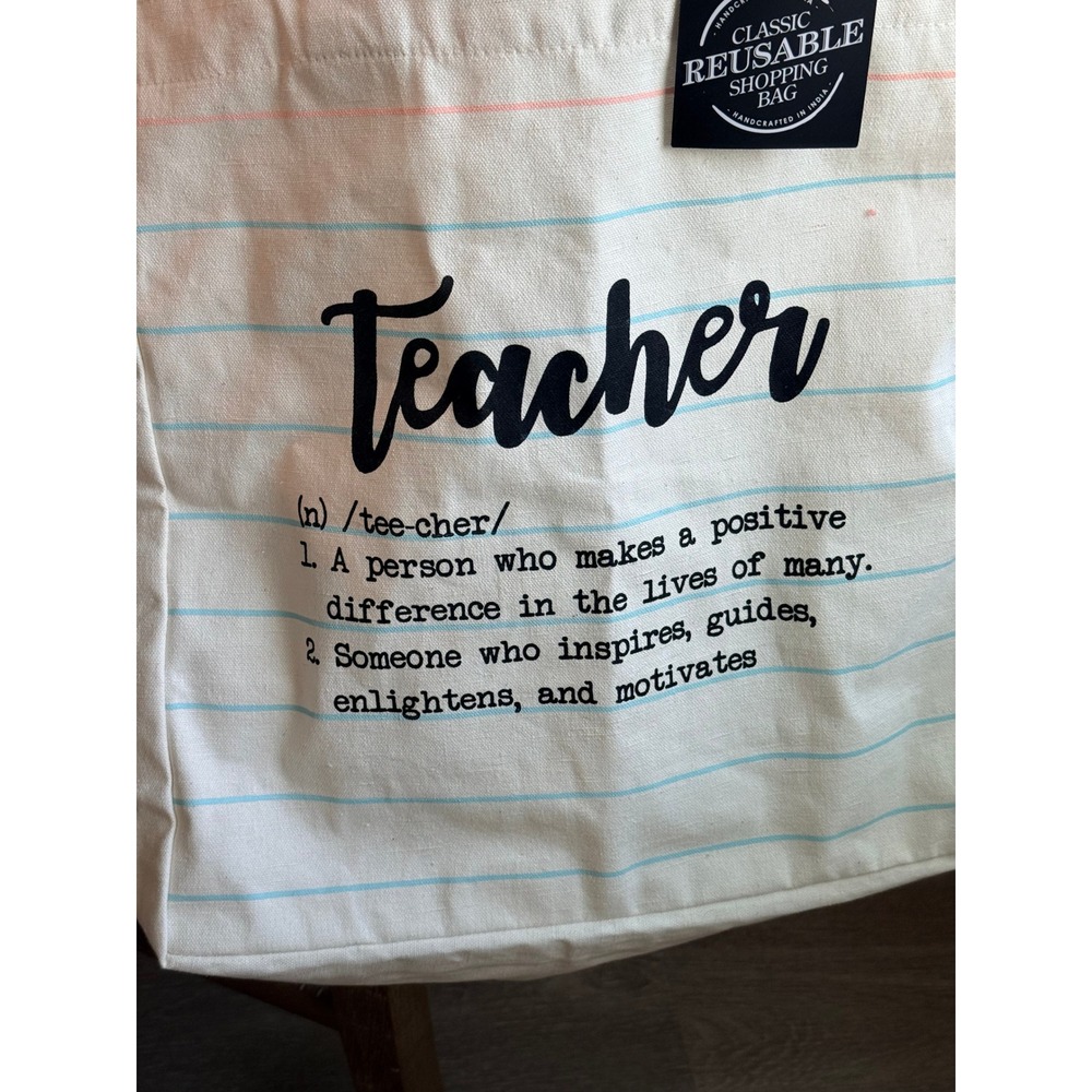 NEw Teacher Canvas Tote‎ Bag Notebook Paper Reusable Shopping Bag School Gift